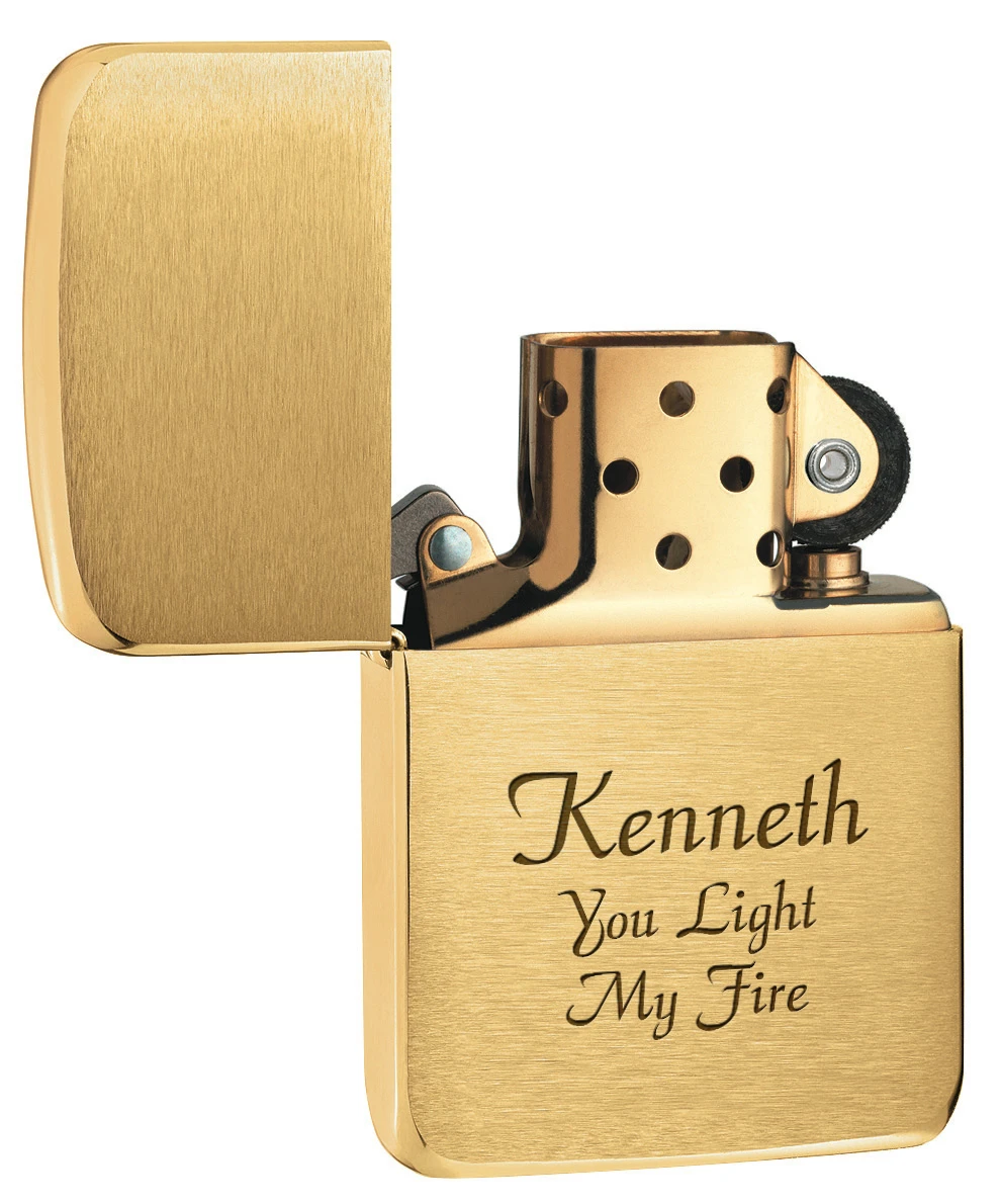 1941 Replica Brushed Brass Zippo Lighter - Free Engraving - ID# 1941b 3 1941 Replica Brushed Brass Zippo Lighter - Free Engraving - ID# 1941b