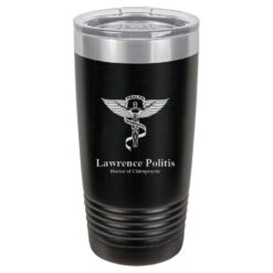 Chiropractor Emblem 20 Ounce Black Polar Camel Travel Mug