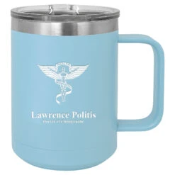 Chiropractor S Emblem Light Blue Personalized Insulated Polar Camel Coffee Mug