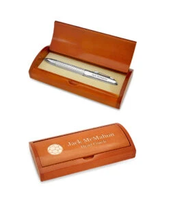 Diamond Cut Personalized Ballpoint Pen With Wood Box For Soccer