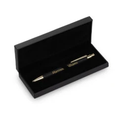 Gold & Black Leatherette Click Action Ballpoint Pen - Free Personalization -Pen Aurora Shop gold black leatherette click action ballpoint pen free personalization 60