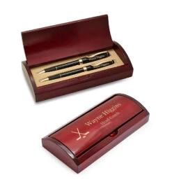 Hockey Themed Laser Engraed Pen & Pencil Set With Wood B`