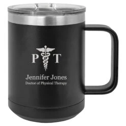 Physical Therapist S Emblem Black Personalized Insulated Polar Camel Coffee Mug
