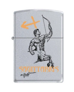 Sagittarius Astrological Sign Satin Chrome Zippo Lighter - ID# 64647