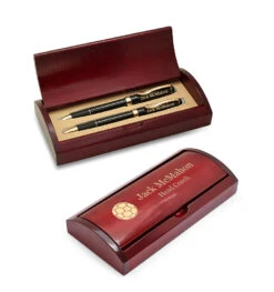 Soccer Themed Laser Engraed Pen & Pencil Set With Wood Box