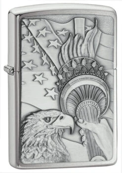 Something Patriotic Emblem Brushed Chrome Zippo Lighter - ID# 20895