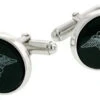 Caduceus Symbol Sterling Silver CufflinkP