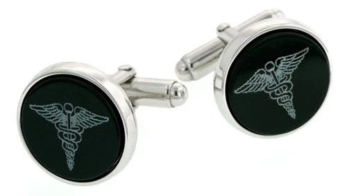 Caduceus Symbol Sterling Silver CufflinkP 3 Caduceus Symbol Sterling Silver CufflinkP