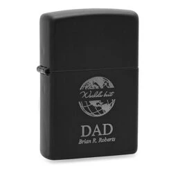 World S Best Dad Black Matte Engravable Zippo Lighter